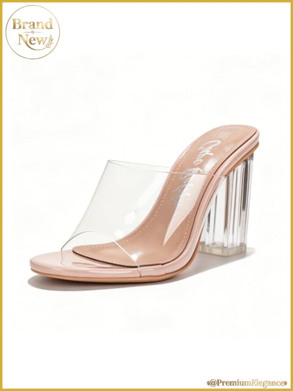 Clear Block Heels Slip On Open Toe Transparent Chunky Platform Dress Shoes